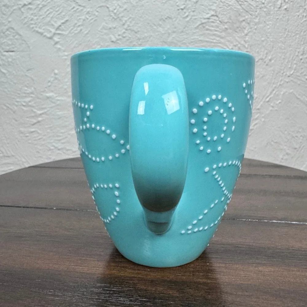 Vintage 2006 Starbucks Blue Embossed 12oz Coffee Mug Tea Cocoa